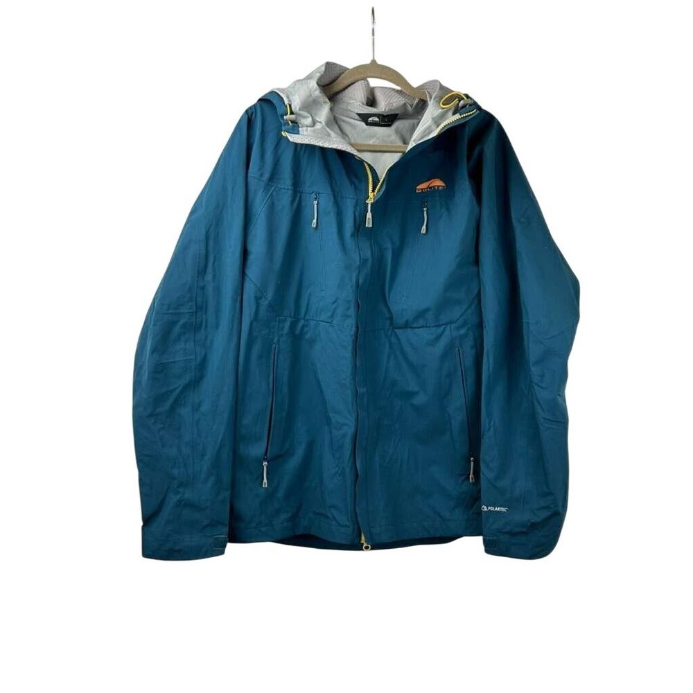 GoLite Men's Size Large Polartec Jacket Blue/Gray Full Zip Windbreaker Hooded